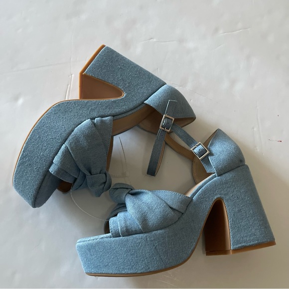 Copper Key Picnic Denim Blue Platform Sandals - Picture 6 of 6